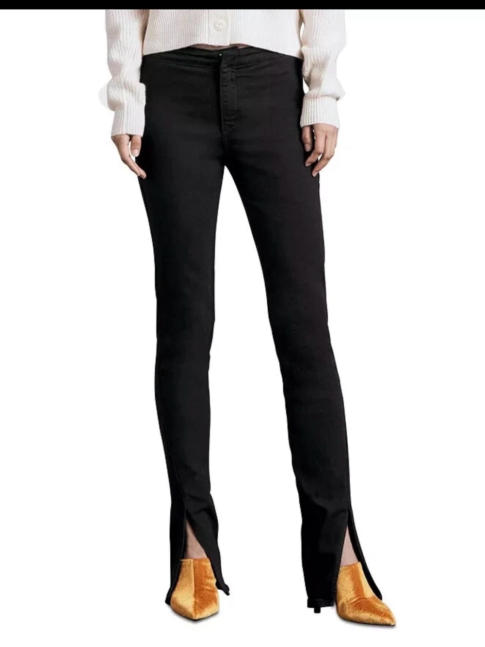 rag & bone Black Skinny Jeans with Front Split Hem